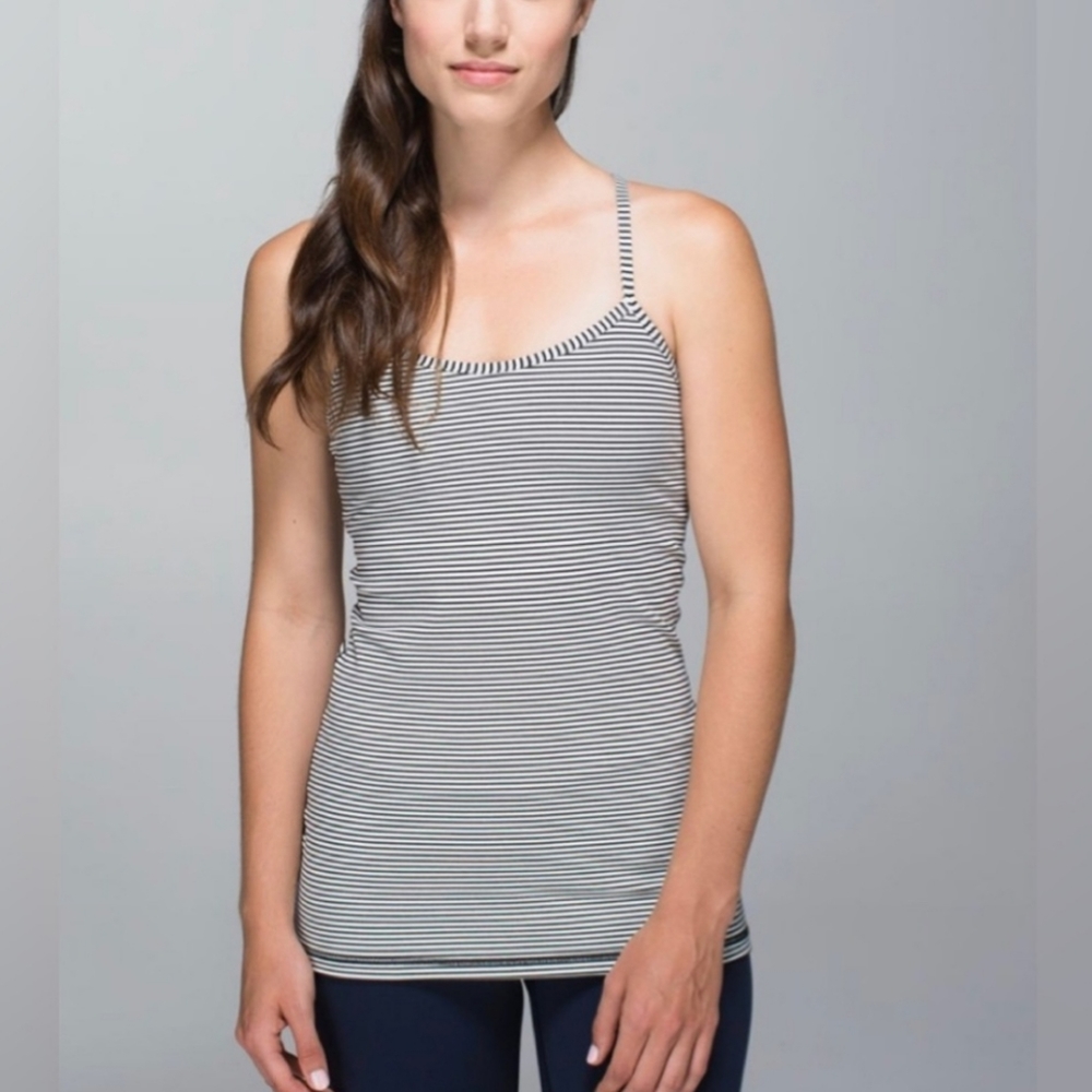 Lululemon Power Y Tank *LuonHyper Stripe Black Ghost